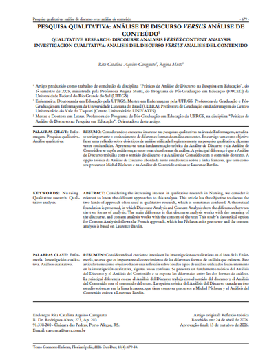 Pesquisa qualitativa: análise de discurso versus análise de conteúdo