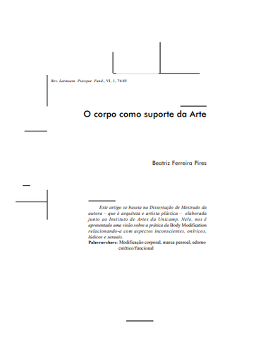 O corpo como suporte da Arte