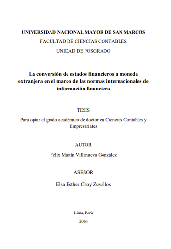 La conversión de estados financieros a moneda extranjera en el marco de las normas internacionales de información financiera