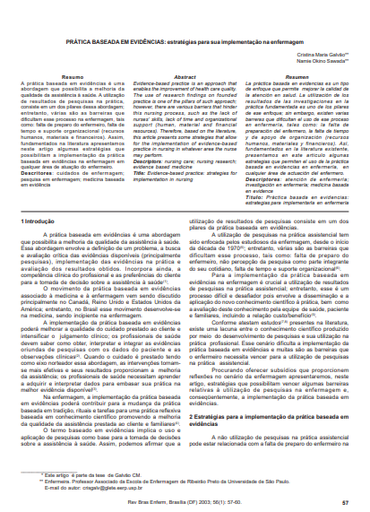 Prática baseada em evidências: estratégias para sua implementação na enfermagem