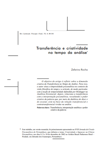 Transferência e criatividade no tempo da análise