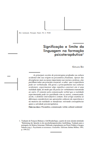 Significação e limite da linguagem na formação psicoterapêutica