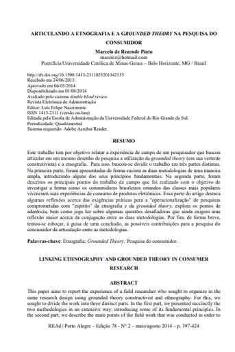 ARTICULANDO A ETNOGRAFIA E A GROUNDED THEORY NA PESQUISA DO CONSUMIDOR