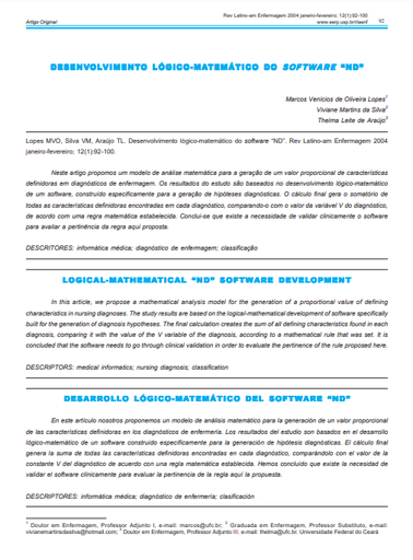 Desenvolvimento lógico-matemático do software &quot;ND&quot;