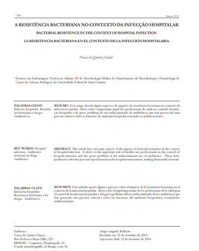 A resistência bacteriana no contexto da infecção hospitalar