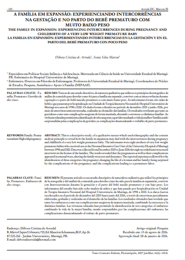 A família em expansão: experienciando intercorrências na gestação e no parto do bebê prematuro com muito baixo peso