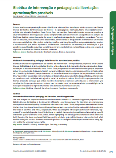 Bioética de intervenção e pedagogia da libertação: aproximações possíveis