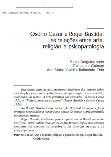 Osório Cezar e Roger Bastide: as relações entre arte, religião e psicopatologia