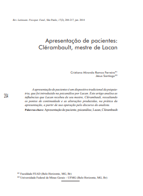 Apresentação de pacientes: Clérambault, mestre de Lacan