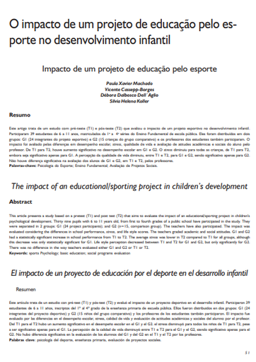 O impacto de um projeto de educação pelo esporte no desenvolvimento infantil