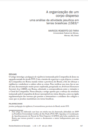 A organização de um corpo disperso uma análise da atividade jesuítica em terras brasílicas (1583)