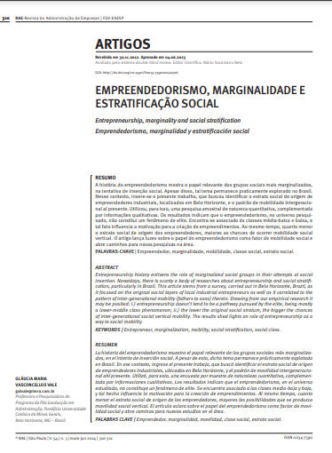 Empreendedorismo, marginalidade e estratificação social