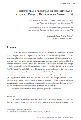 Resistências e produção de subjetividade-risco no Projeto Brincarte de Vitória (ES)