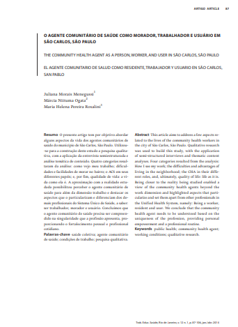 O agente comunitário de saúde como morador, trabalhador e usuário em São Carlos, São Paulo