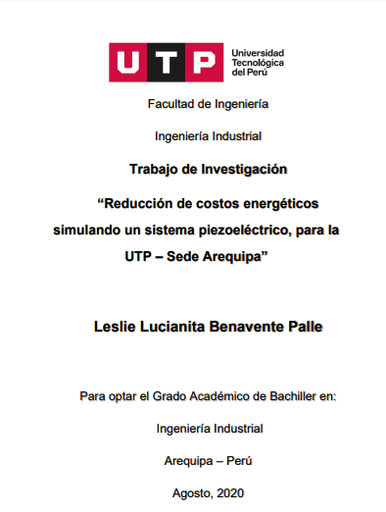 Reducción de costos energéticos simulando un sistema piezoeléctrico, para la UTP - sede Arequipa