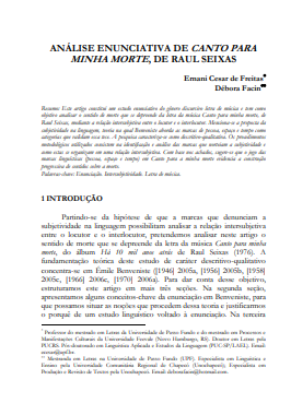 Análise enunciativa de Canto para minha morte, de Raul Seixas
