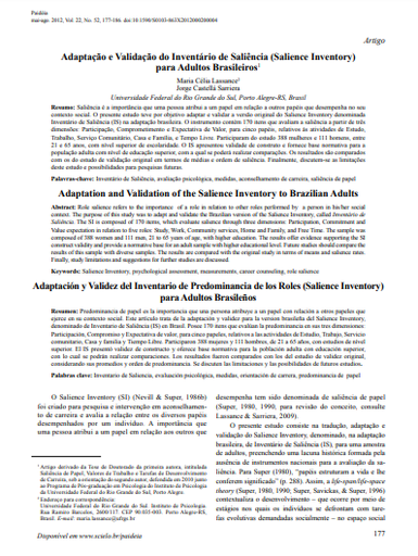 Adaptação e validação do Inventário de Saliência (Salience Inventory) para adultos brasileiros