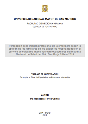 Percepción de la imagen profesional de la enfermera según la opinión de los familiares de los pacientes hospitalizados