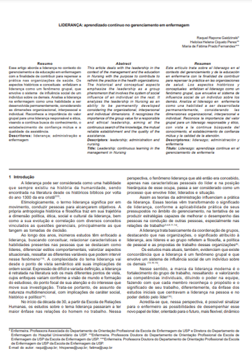 Liderança: aprendizado contínuo no gerenciamento em enfermagem