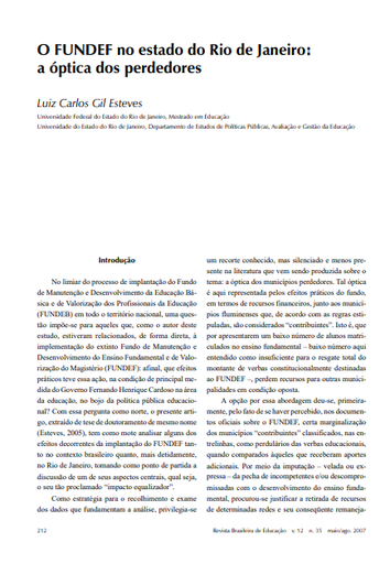O FUNDEF no estado do Rio de Janeiro: a óptica dos perdedores
