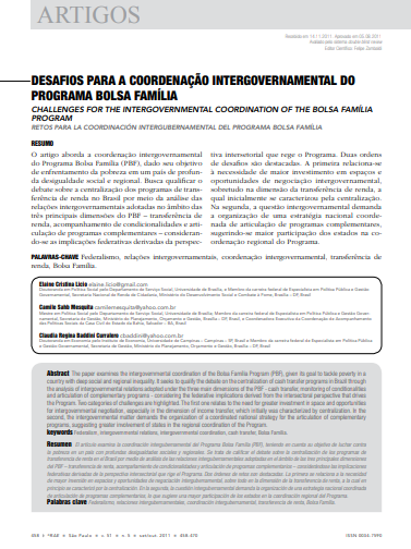 Desafios para a coordenação intergovernamental do Programa Bolsa Família