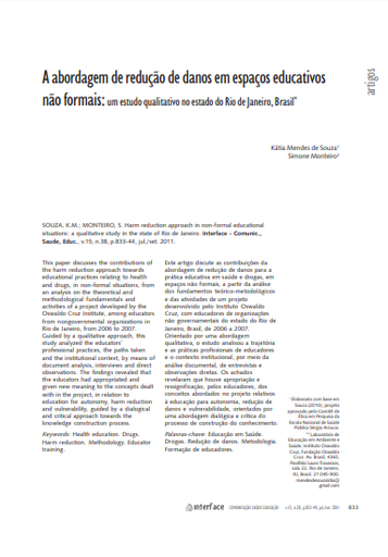 A abordagem de redução de danos em espaços educativos não formais: um estudo qualitativo no estado do Rio de Janeiro, Brasil