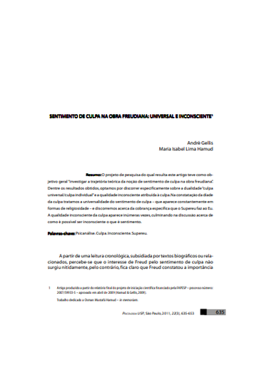 Sentimento de culpa na obra freudiana: universal e inconsciente