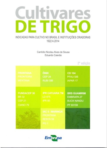 Cultivares de trigo indicadas para cultivo no Brasil e Instituições criadoras 1922 a 2014