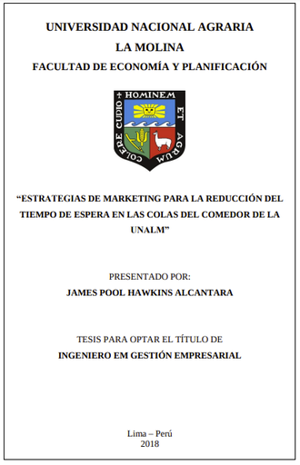 Estrategias de marketing para la reducción del tiempo de espera en las colas del comedor de la UNALM