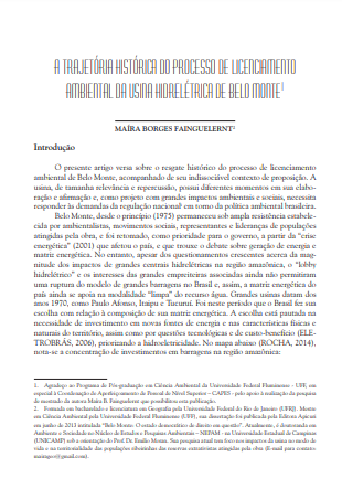 THE HISTORICAL TRAJECTORY OF THE BELO MONTE HYDROELECTRIC PLANT'S ENVIRONMENTAL LICENSING PROCESS