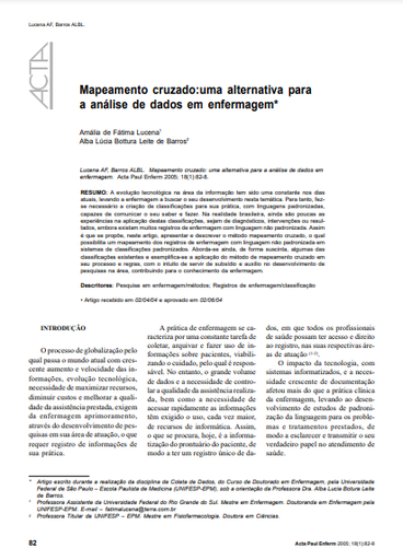 Mapeamento cruzado: uma alternativa para a análise de dados em enfermagem