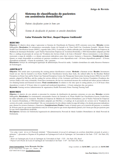Sistema de classificação de pacientes em assistência domiciliária