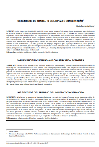 Os sentidos do trabalho de limpeza e conservação