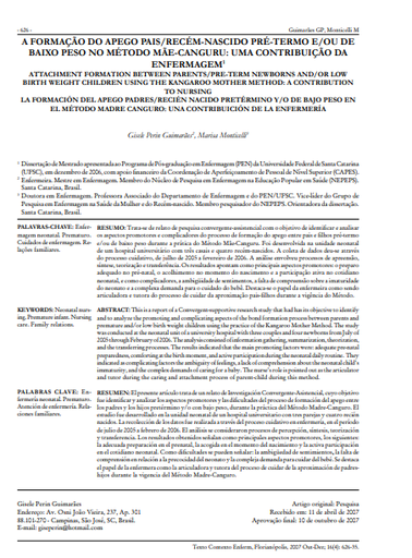 A formação do apego pais/recém-nascido pré-termo e/ou de baixo peso no método mãe-canguru: uma contribuição da enfermagem