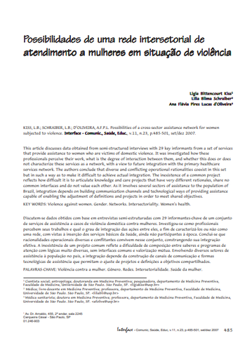 Possibilidades de uma rede intersetorial de atendimento a mulheres em situação de violênciaPossibilidades de uma rede intersetorial de atendimento a mulheres em situação de violência