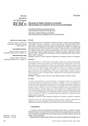 Educação em Saúde e interfaces conceituais: representações de estudantes de um curso de enfermagem