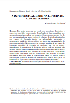 A intertextualidade na leitura da alfabetizadora
