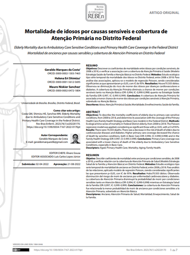 Elderly Mortality due to Ambulatory Care Sensitive Conditions and Primary Health Care Coverage in the Federal District