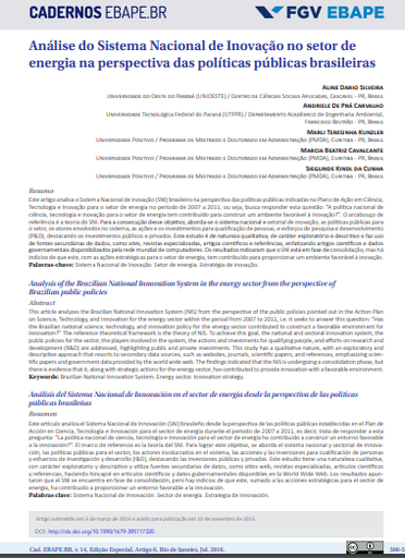 Análise do Sistema Nacional de Inovação no setor de energia na perspectiva das políticas públicas brasileiras