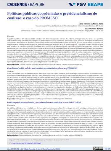 Políticas públicas coordenadas e presidencialismo de coalizão: o caso do PROMESO