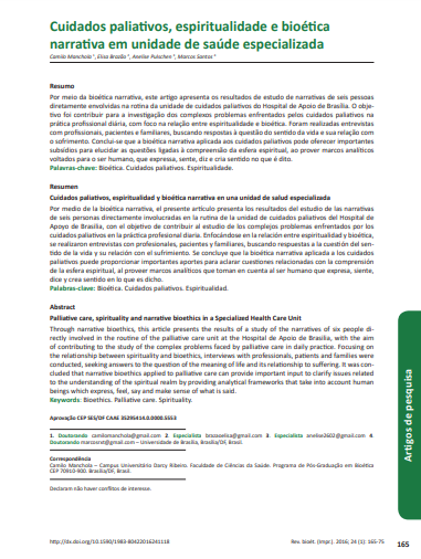 Cuidados paliativos, espiritualidade e bioética narrativa em unidade de saúde especializada