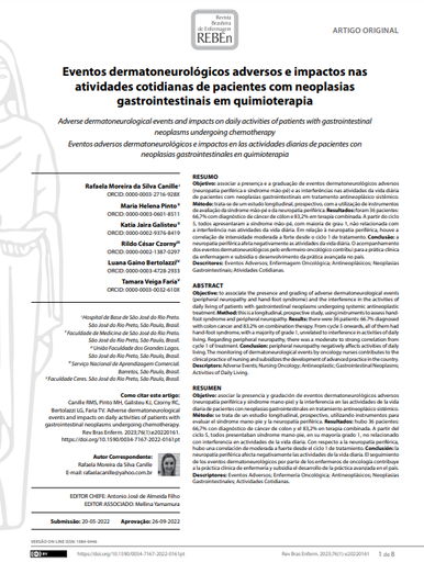 Adverse dermatoneurological events and impacts on daily activities of patients with gastrointestinal neoplasms undergoing chemotherapy