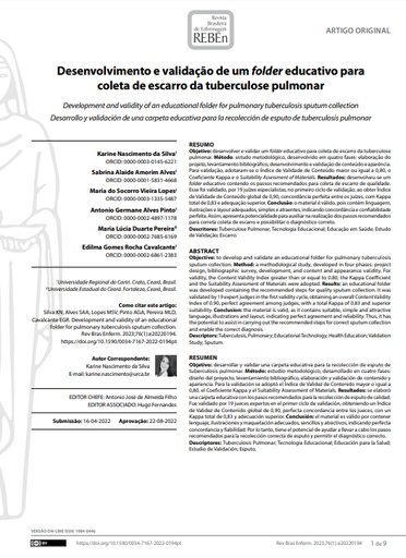 Development and validity of an educational folder for pulmonary tuberculosis sputum collection