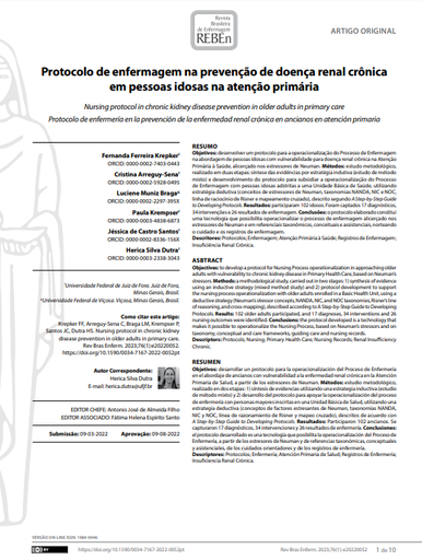 Nursing protocol in chronic kidney disease prevention in older adults in primary care