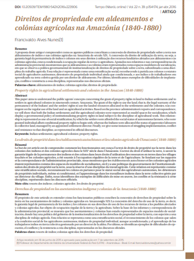 Direitos de propriedade em aldeamentos e colônias agrícolas na Amazônia (1840-1880)