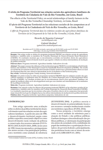 O efeito do Programa Territorial nas relações sociais dos agricultores familiares do Território da Cidadania do Vale do Rio Vermelho, em Goiás, Brasil