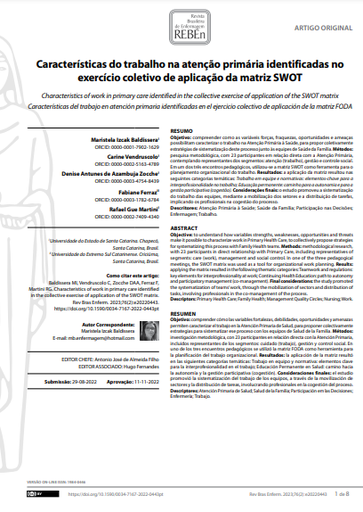 Characteristics of work in primary care identified in the collective exercise of application of the SWOT matrix