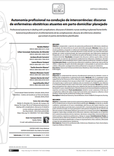 Professional autonomy in dealing with complications: discourse of obstetric nurses working in planned home births