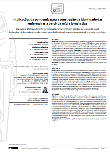 Implications of the pandemic for the construction of nurses’ identity based on the journalistic media