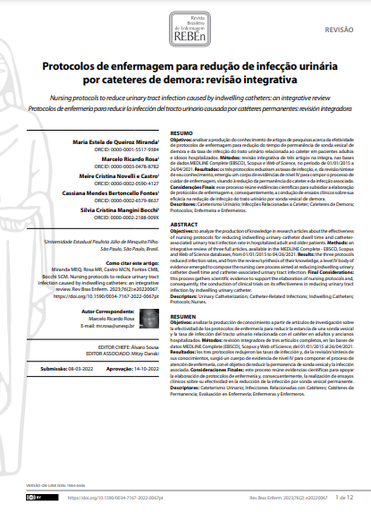 Nursing protocols to reduce urinary tract infection caused by indwelling catheters: an integrative review